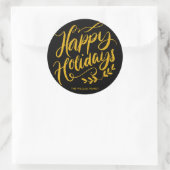 Sticker Rond Joyeuses Fêtes calligraphiques personnalisées avec (Sac)