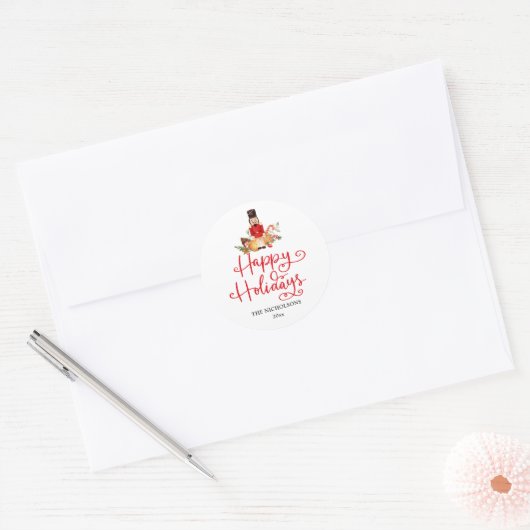 Sticker Rond Joyeuses fêtes | Casse-Noeud Script manuscrit (Enveloppe)