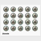 Sticker Rond Joyeuses fêtes Chiens Rottweiler (Feuille)