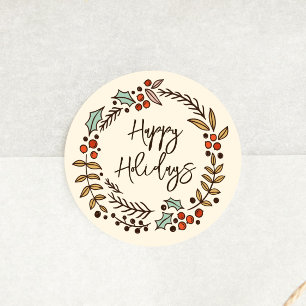 Sticker Rond Joyeuses fêtes de Noël