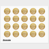 Sticker Rond Joyeuses Fêtes de Noël flocons d'or (Feuille)