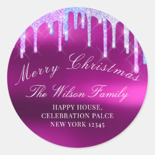 Sticker Rond Joyeuses fêtes de Noël RSVP pourpres de séchoir