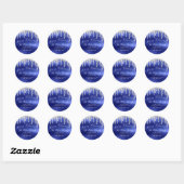 Sticker Rond Joyeuses fêtes de Noël RSVP Silver Royal Blue (Feuille)