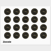 Sticker Rond Joyeuses Fêtes en Or Noir (Feuille)
