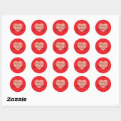 Sticker Rond Joyeuses Fêtes Joyeux Noël Période de Vacances Cœu (Feuille)