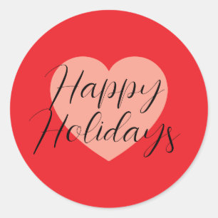 Sticker Rond Joyeuses Fêtes Joyeux Noël Période des Fêtes Cœur