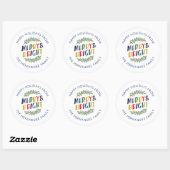Sticker Rond Joyeuses Fêtes Merry and Bright (Feuille)