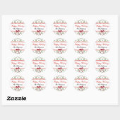 Sticker Rond Joyeuses fêtes Mistletoe Red Bow Custom Christmas (Feuille)