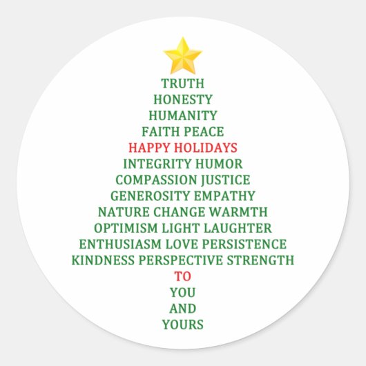 Sticker Rond Joyeuses fêtes Noël Arbre Bénédiction (Devant)