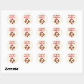 Sticker Rond Joyeuses fêtes - Noël Beagle mignon (Feuille)
