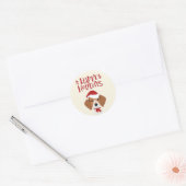 Sticker Rond Joyeuses fêtes - Noël Beagle mignon (Enveloppe)
