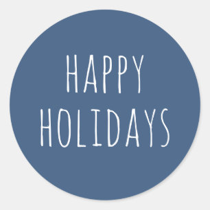 Sticker Rond Joyeuses Fêtes Noël Minimaliste Bleu Ardoise