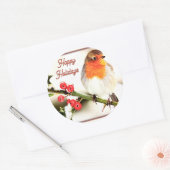 Sticker Rond Joyeuses fêtes Oiseau de Noël (Enveloppe)