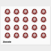 Sticker Rond Joyeuses fêtes Papier rouge Flocon de neige (Feuille)
