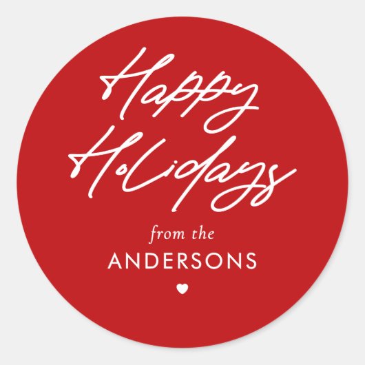 Sticker Rond Joyeuses Fêtes Personnalisées Écriture Manuscrite (Devant)