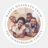 Sticker Rond Joyeuses Fêtes Photo de famille Moderne Simple et  (Devant)