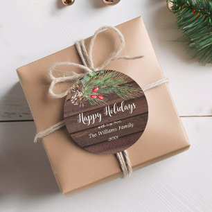 Sticker Rond "Joyeuses fêtes !" Pine d'eau Noël