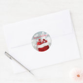 Sticker Rond Joyeuses fêtes, Présents rouges (Enveloppe)