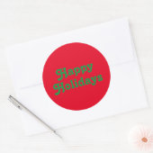 Sticker Rond "Joyeuses fêtes" rouge vert Noël (Enveloppe)
