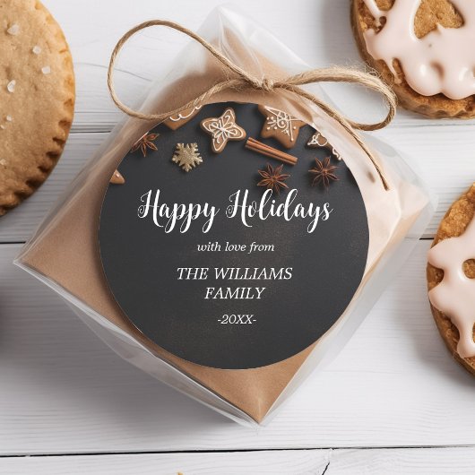 Sticker Rond "Joyeuses fêtes !" Rustique, Noël