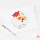 Sticker Rond Joyeuses fêtes, Santa Claus Retro (Enveloppe)