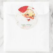 Sticker Rond Joyeuses fêtes, Santa Claus Retro (Sac)