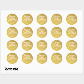 Sticker Rond Joyeuses Fêtes Script Or Blanc (Feuille)