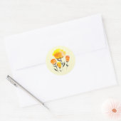 Sticker Rond Joyeuses fleurs orange et jaune (Enveloppe)
