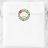 Sticker Rond Joyeuses fleurs roses de Pâques (Sac)
