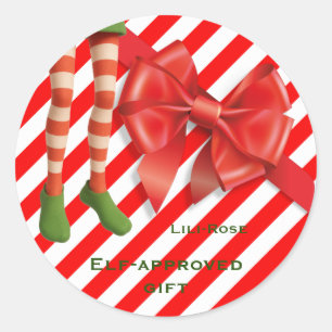 Sticker Rond Joyeuses jambes de lutin de Noël Méfaits du Pôle