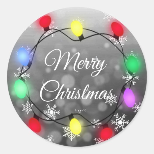 Sticker Rond Joyeuses lumières de Noël (Devant)
