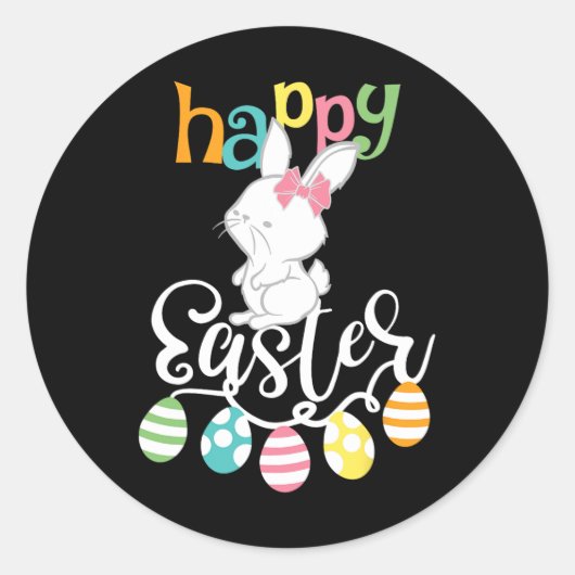 Sticker Rond Joyeuses Pâques Egg Groovy Lapin Enfants  (Devant)