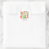 Sticker Rond Joyeuses Pâques Florales Colorées Élégantes (Sac)