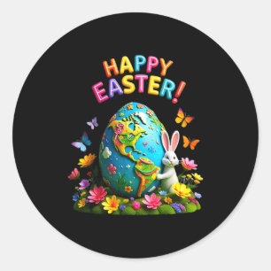 Sticker Rond Joyeuses Pâques jour de la terre 2026 lapin carte 