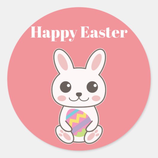 Sticker Rond Joyeuses Pâques Lapin Mignon (Devant)