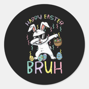 Sticker Rond Joyeuses Pâques mec lapin dab cool lapin mème garç