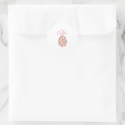 Sticker Rond Joyeuses Pâques Œuf & Carottes (Sac)