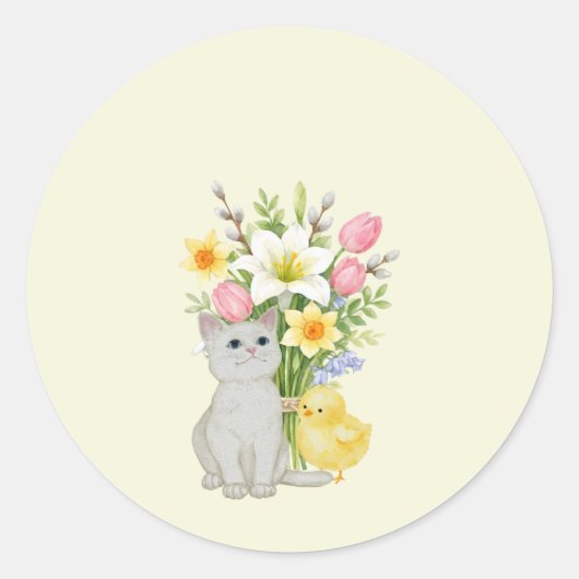Sticker Rond Joyeuses Pâques pastel mignonnes (Devant)