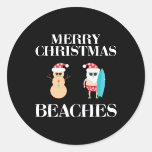 Sticker Rond Joyeuses plages de Noël Floride Famille Vacances