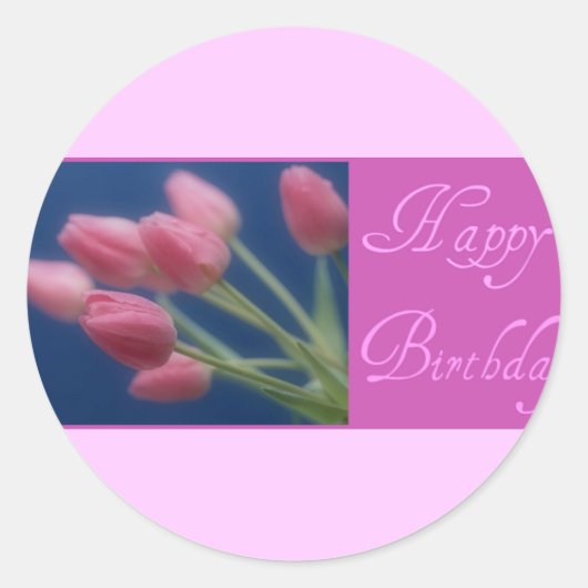 Sticker Rond Joyeuses tulipes d'anniversaire (Devant)