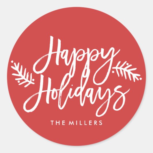 Sticker Rond Joyeuses Vacances Chic Hand Lettré Vacances (Devant)