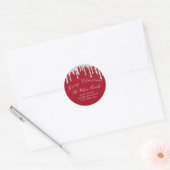 Sticker Rond Joyeuses vacances de Noël RSVP Classy Argent Rouge (Enveloppe)
