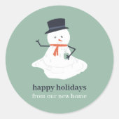 Sticker Rond Joyeuses vacances de notre nouvelle maison Noël Sn (Devant)