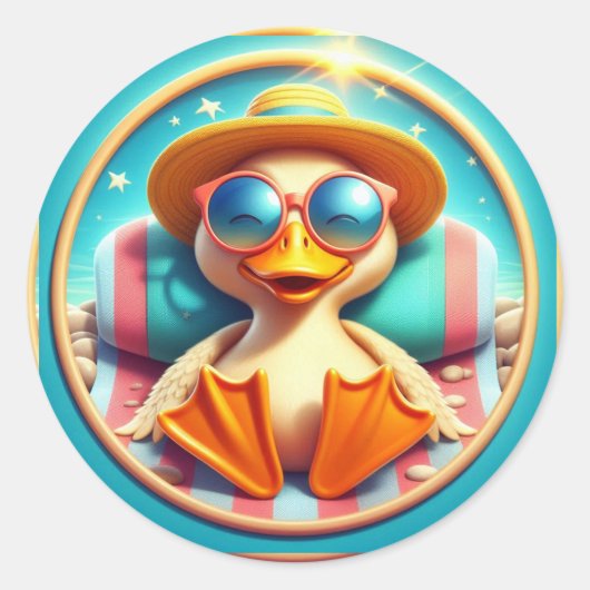 Sticker Rond Joyeuses vacances d'été, jour de plaisir de la pla (Devant)