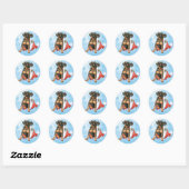 Sticker Rond Joyeuses vacances Min Pin (Feuille)