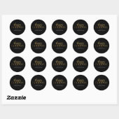Sticker Rond Joyeuses Vacances Moderne Black Gold Script Busine (Feuille)