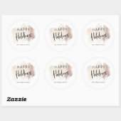 Sticker Rond Joyeuses vacances modernes | Élégant coup de pince (Feuille)