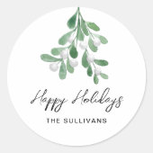Sticker Rond Joyeuses vacances personnalisées Mistletoe (Devant)