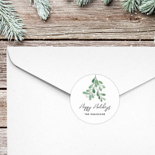 Sticker Rond Joyeuses vacances personnalisées Mistletoe