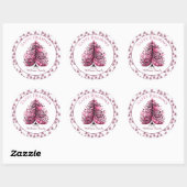 Sticker Rond Joyeuses vacances Pink Christmas Tree Cadeau Balis (Feuille)